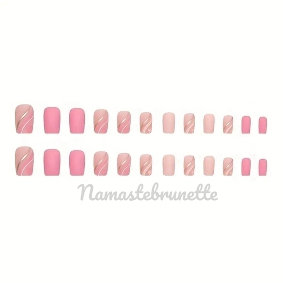 2/$16 Matte Pink Hearts Press On Nails - Picture 7 of 15